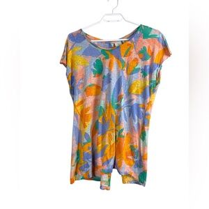 Joie 100% linen, cap sleeves, opaque, buttons down back, loose fitting floral